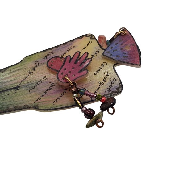 Handmade 90s Brooch Signed Artesian Silhouette Person Indie Pin City Urban - Picture 6 of 11